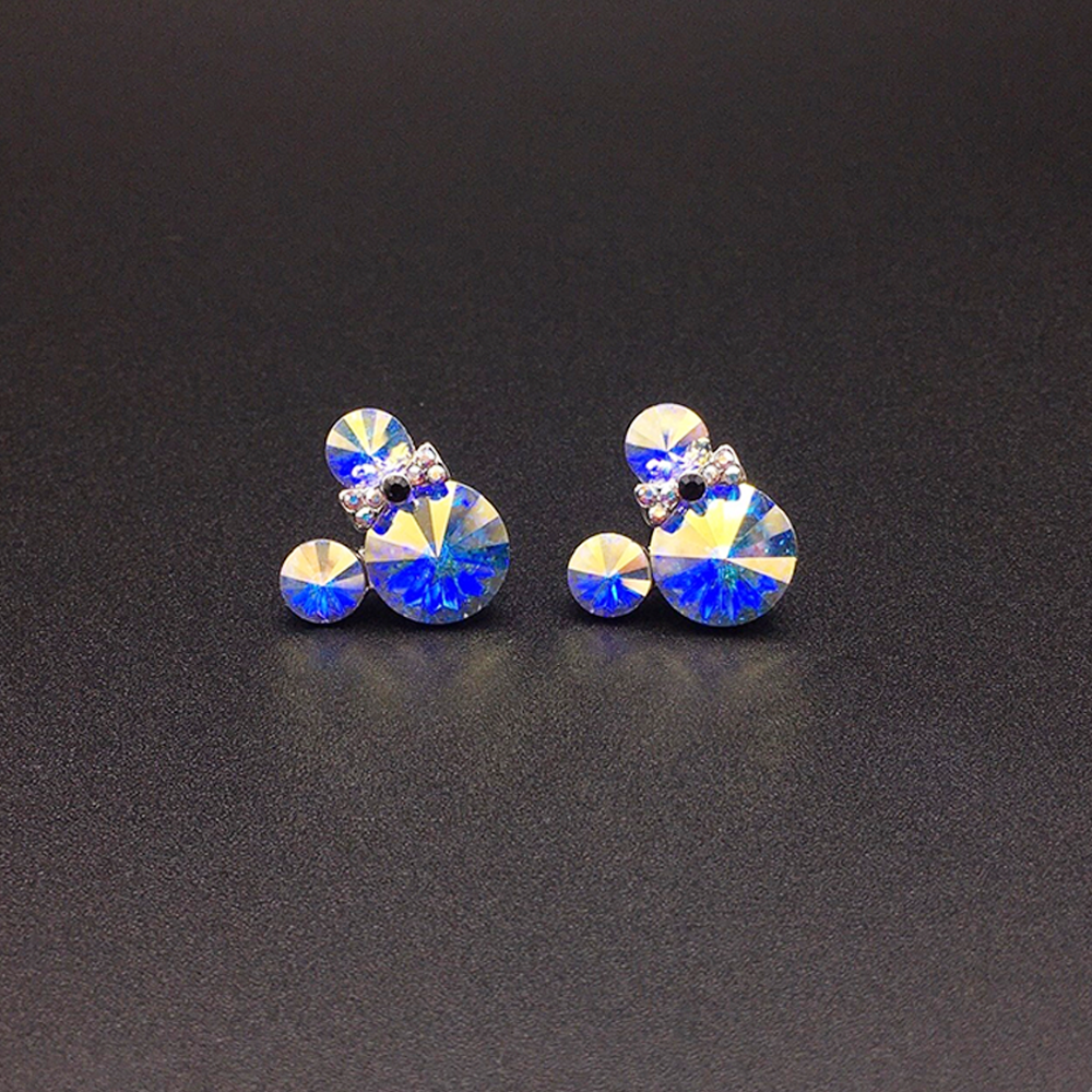 Boucles d'oreilles clous en cristal à bulles roses mignonnes pour femmes