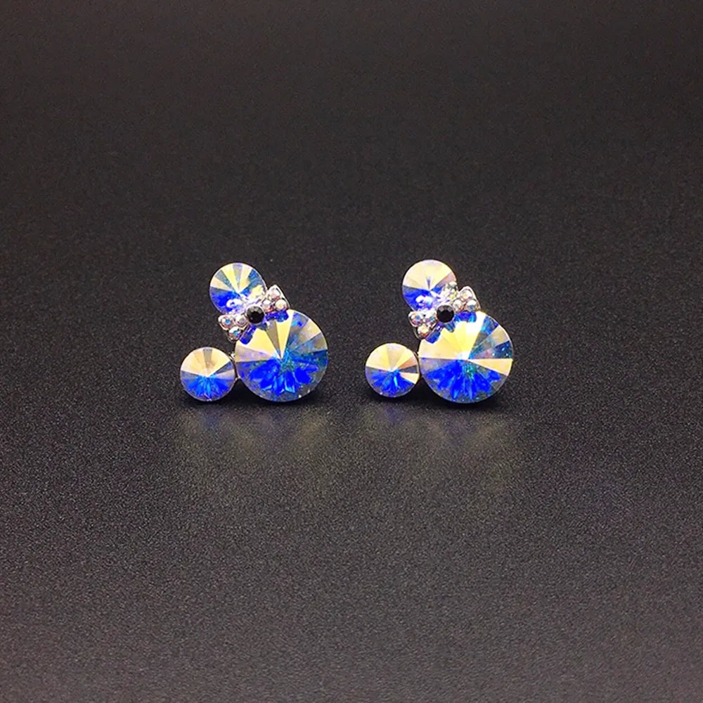Boucles d'oreilles clous en cristal à bulles roses mignonnes pour femmes