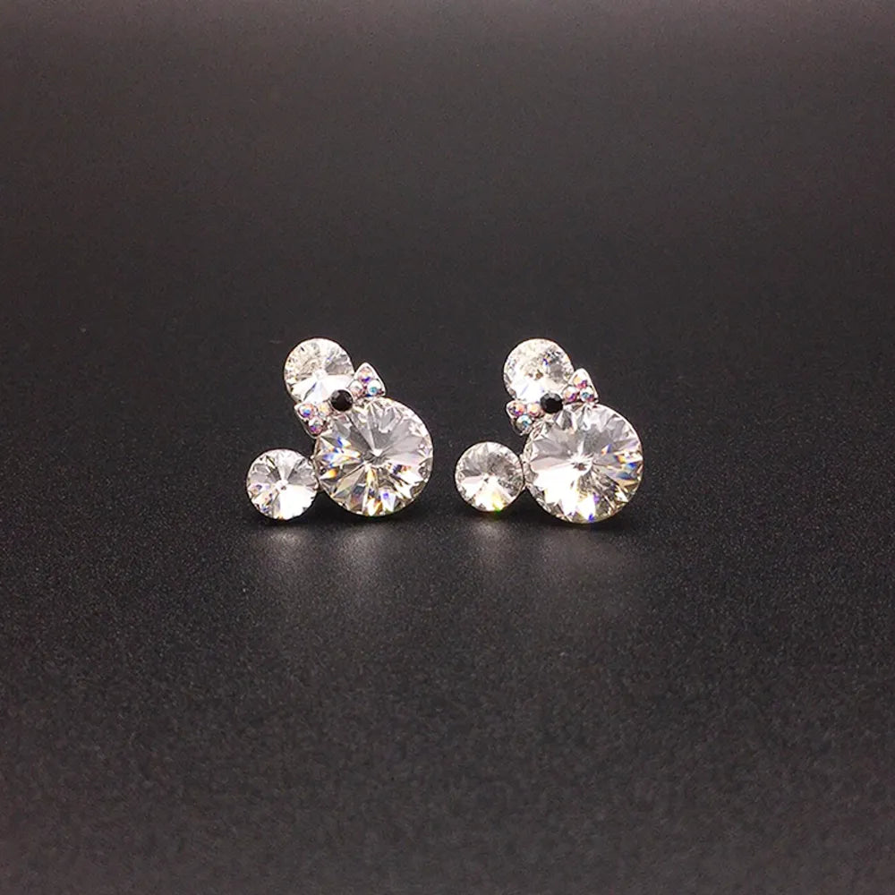 Boucles d'oreilles clous en cristal à bulles roses mignonnes pour femmes