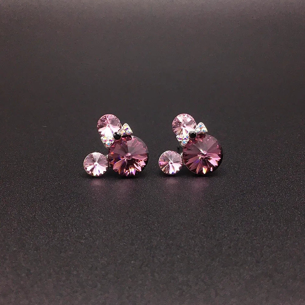 Boucles d'oreilles clous en cristal à bulles roses mignonnes pour femmes