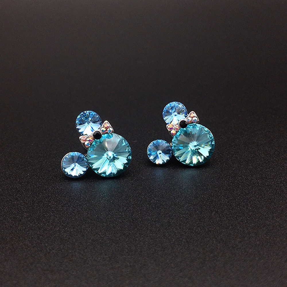 Boucles d'oreilles clous en cristal à bulles roses mignonnes pour femmes