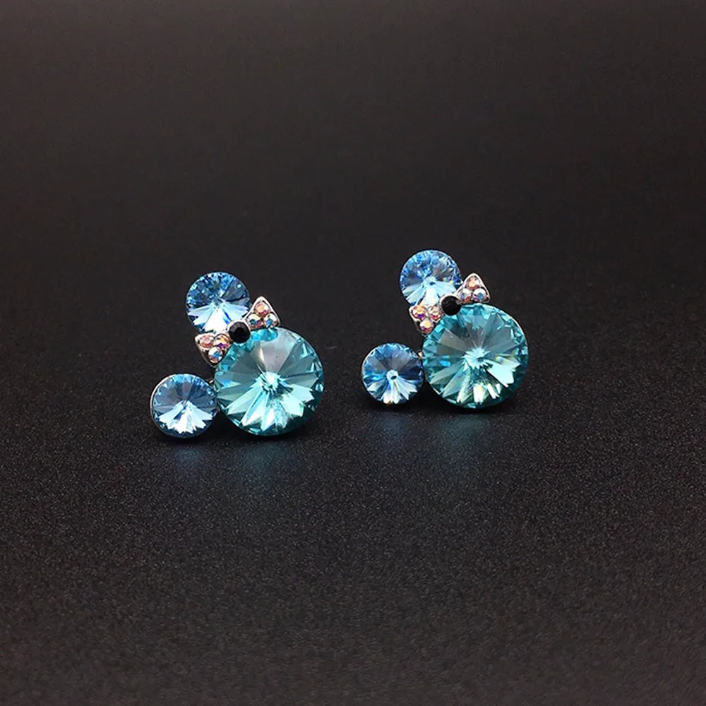 Boucles d'oreilles clous en cristal à bulles roses mignonnes pour femmes