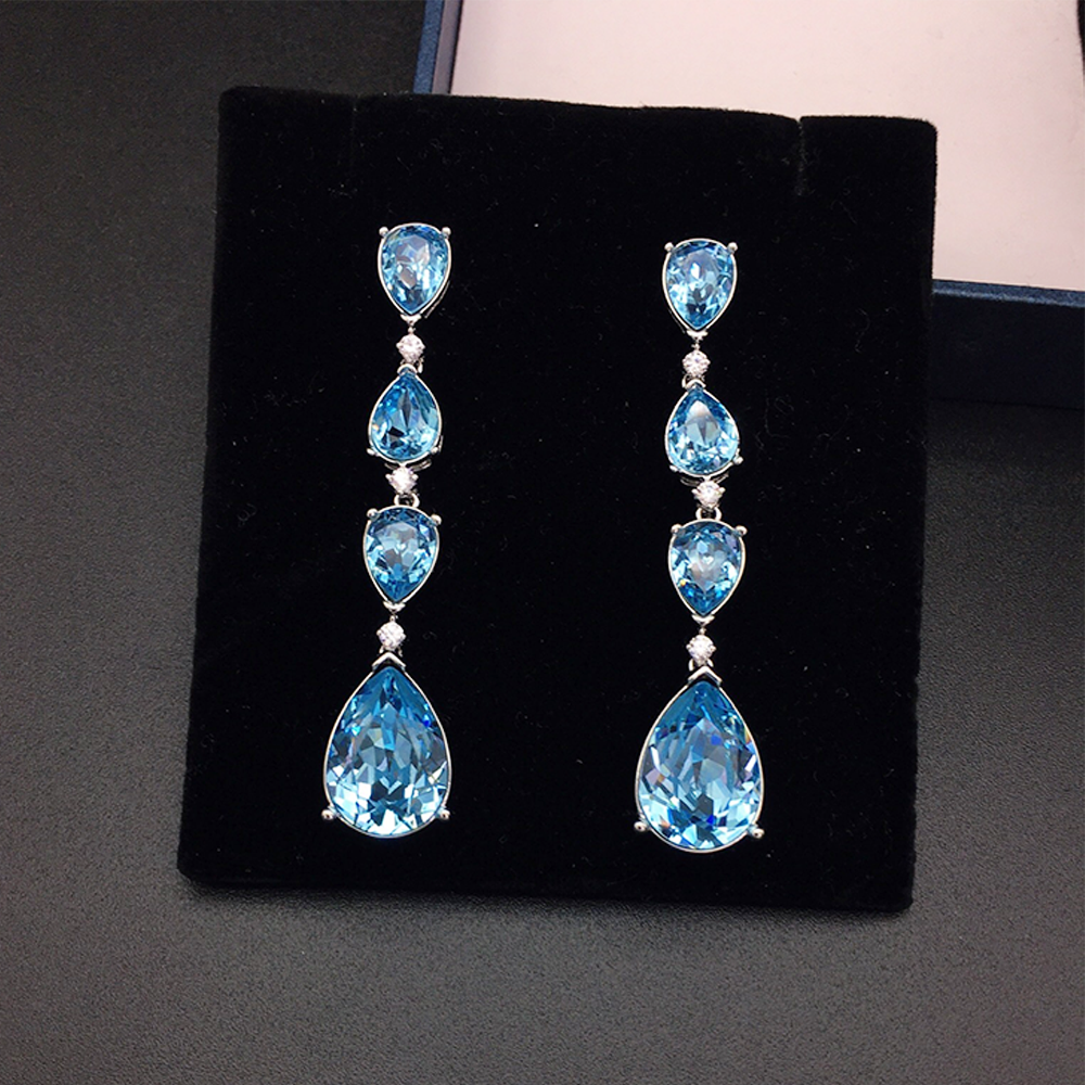 Boucles d'oreilles pendantes de luxe vert émeraude pour femmes