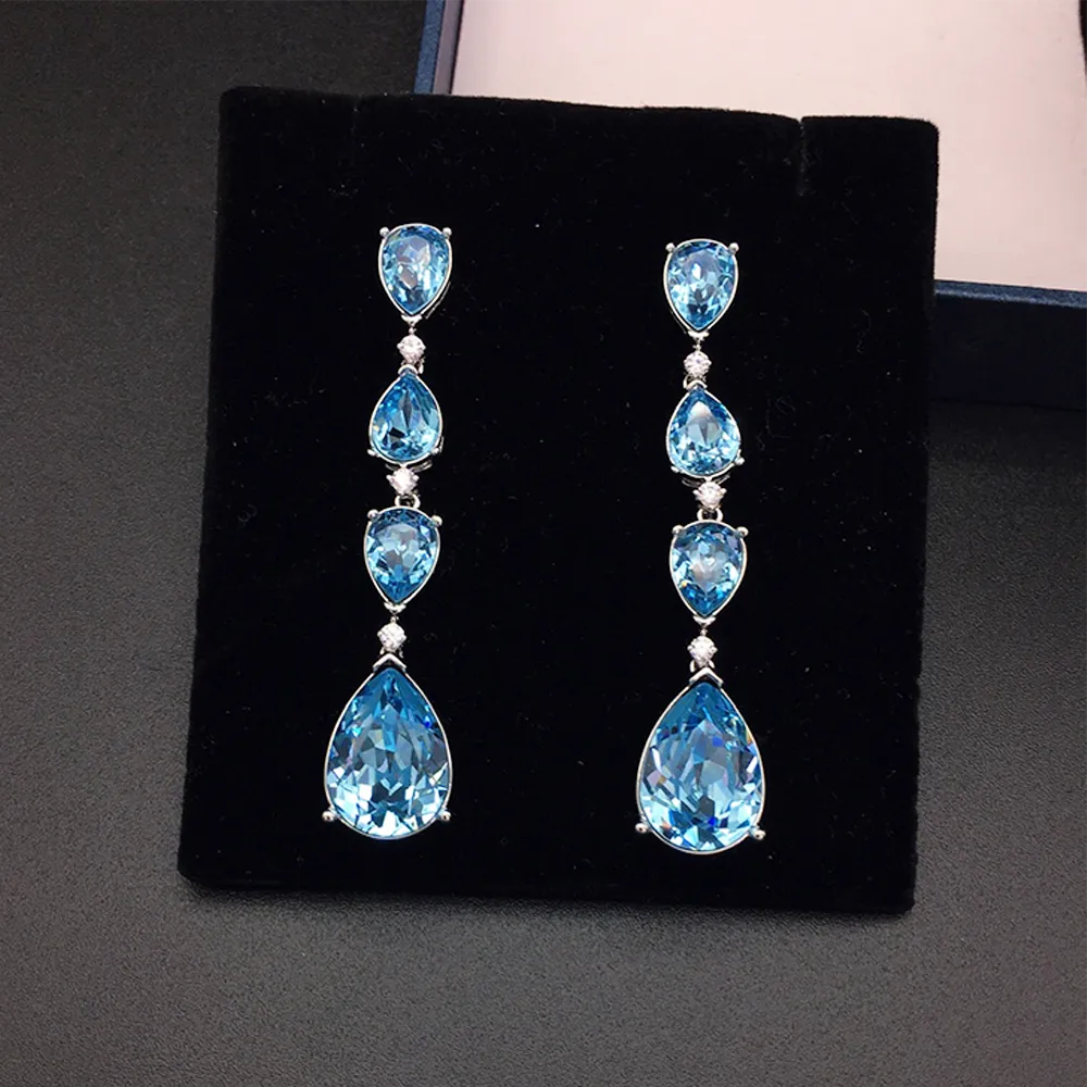 Boucles d'oreilles pendantes de luxe vert émeraude pour femmes