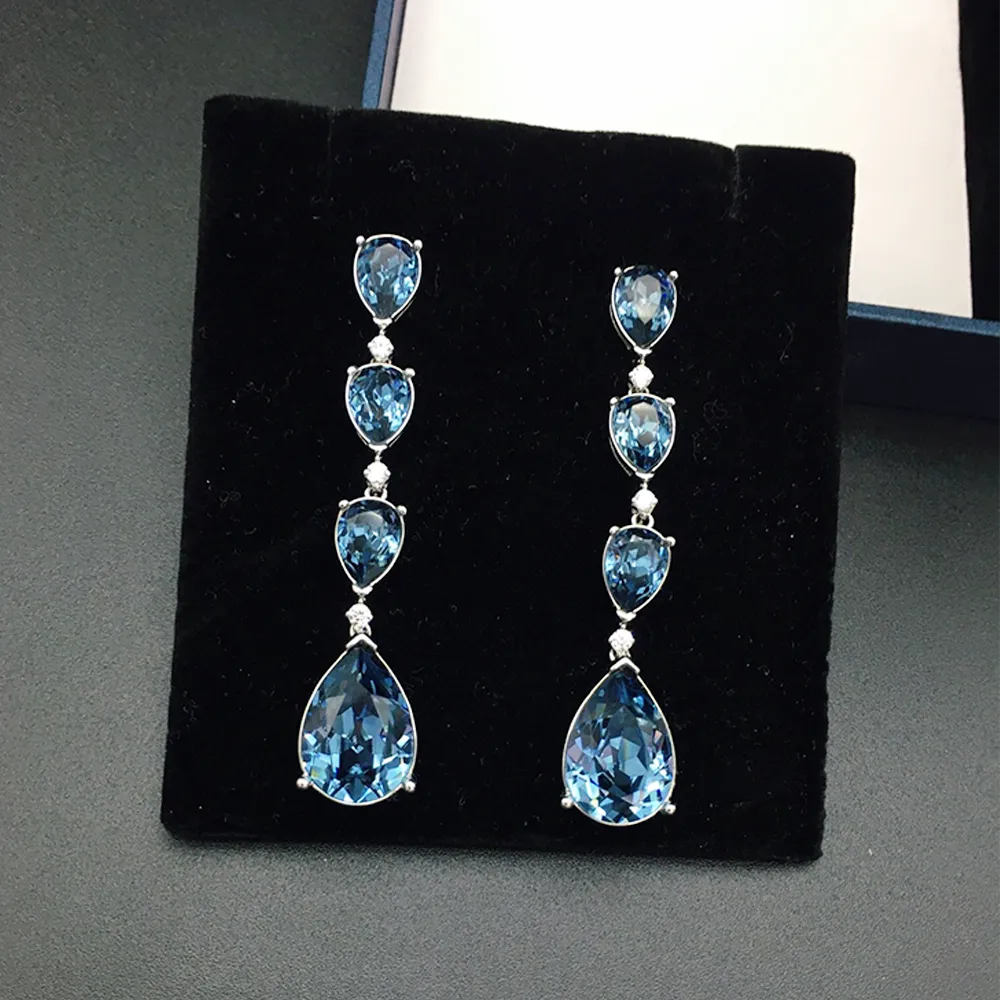 Boucles d'oreilles pendantes de luxe vert émeraude pour femmes