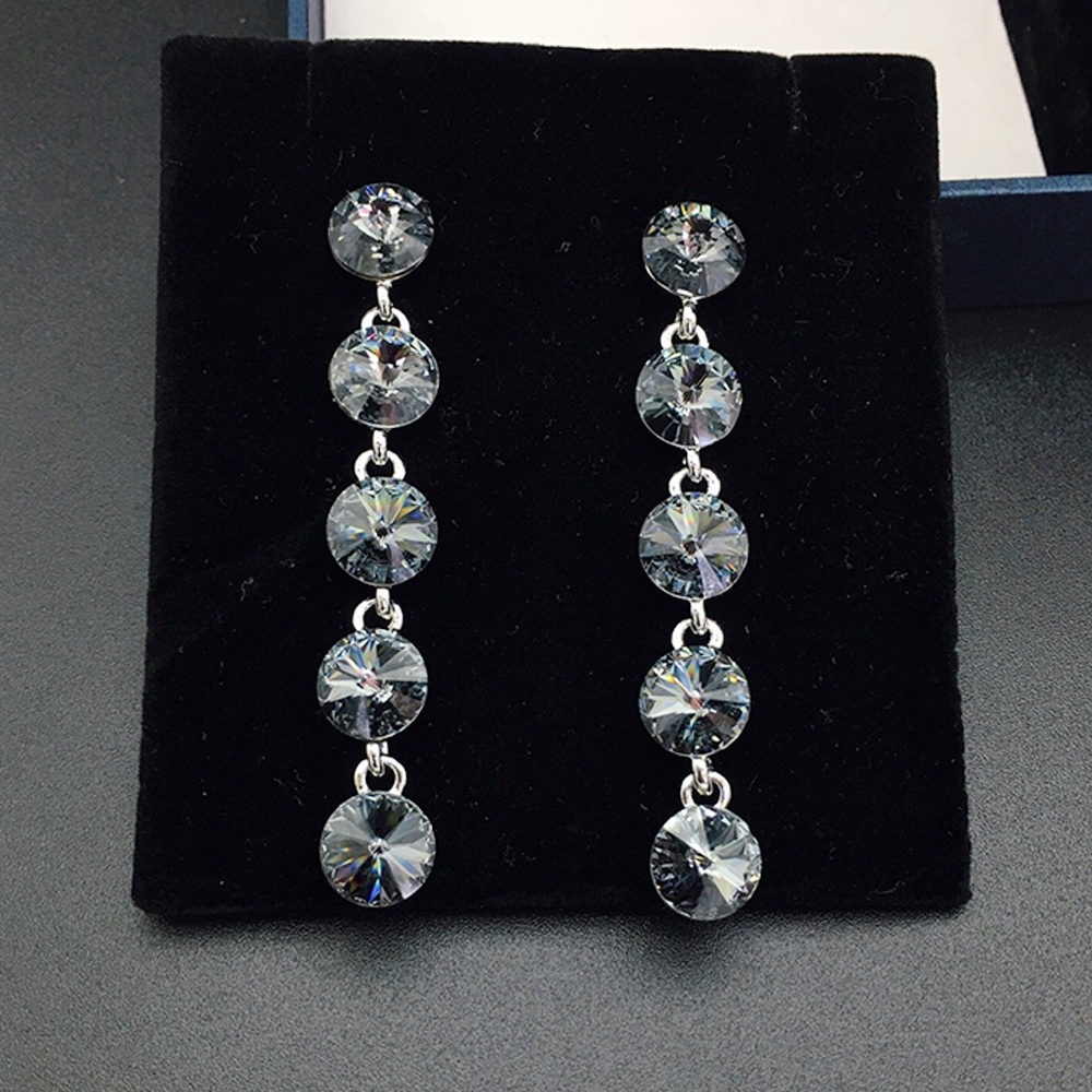 Boucles d'oreilles pendantes élégantes bleu aqua à cinq pierres pour femmes
