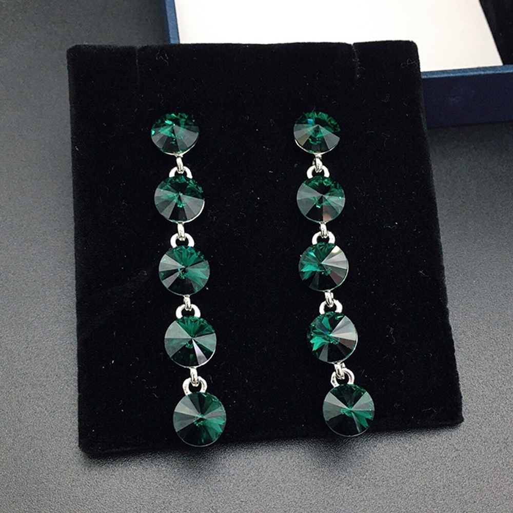 Boucles d'oreilles pendantes élégantes bleu aqua à cinq pierres pour femmes