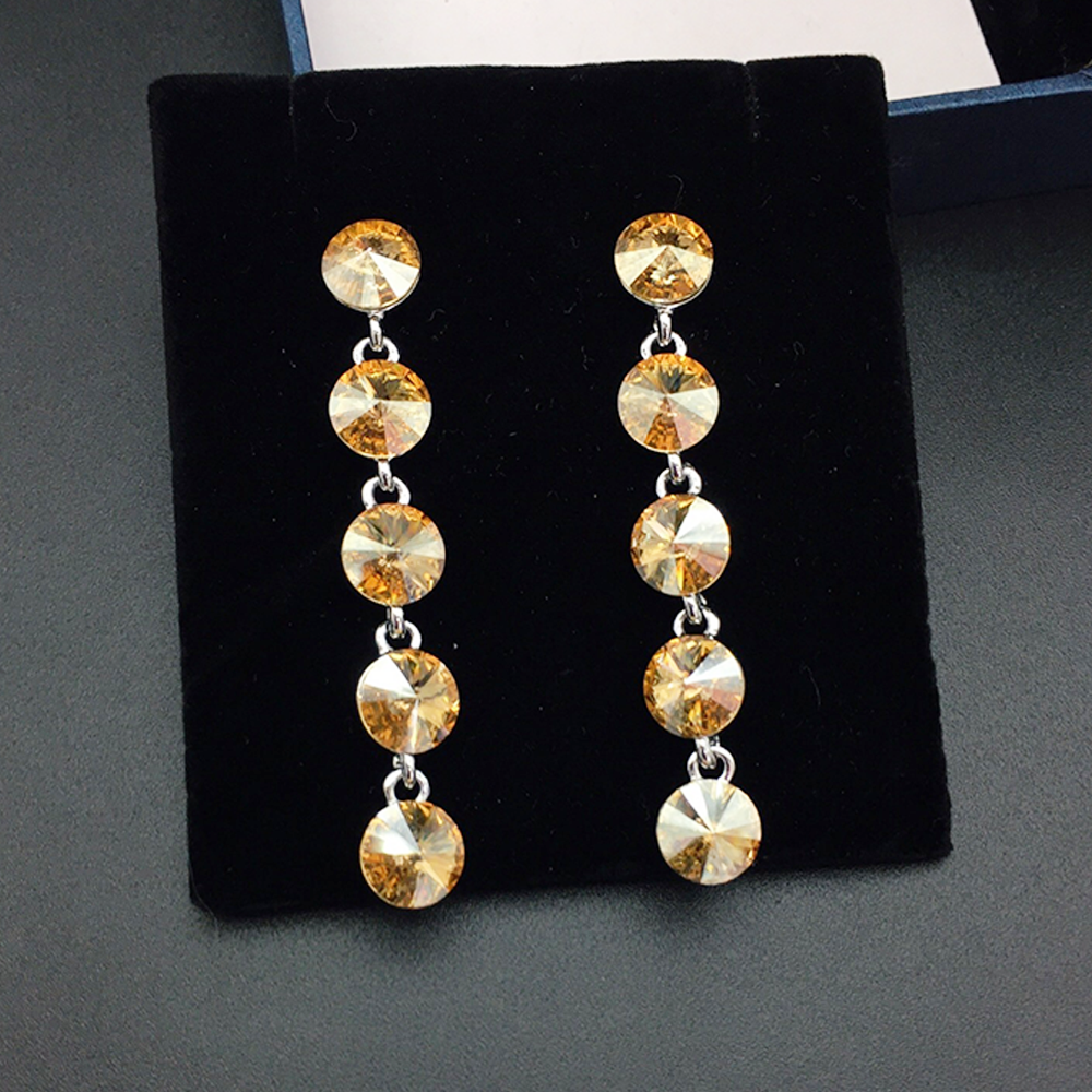 Boucles d'oreilles pendantes élégantes bleu aqua à cinq pierres pour femmes