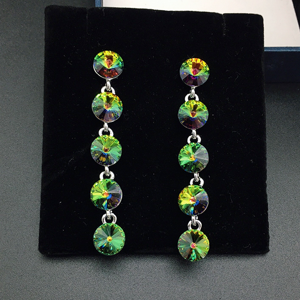 Boucles d'oreilles pendantes élégantes bleu aqua à cinq pierres pour femmes