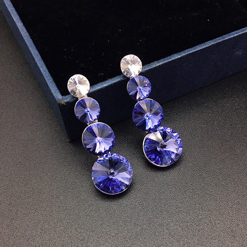 Elegant Green Triple Crystal Drop Earrings for Women