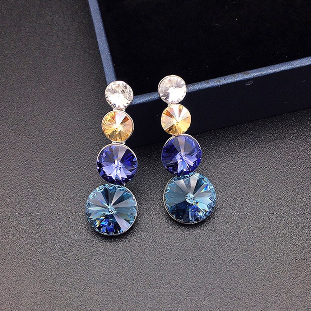 Elegant Green Triple Crystal Drop Earrings for Women