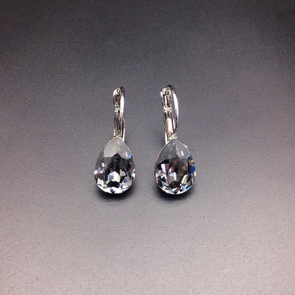 Elegant Smoky Gray Teardrop Leverback Earrings for Women