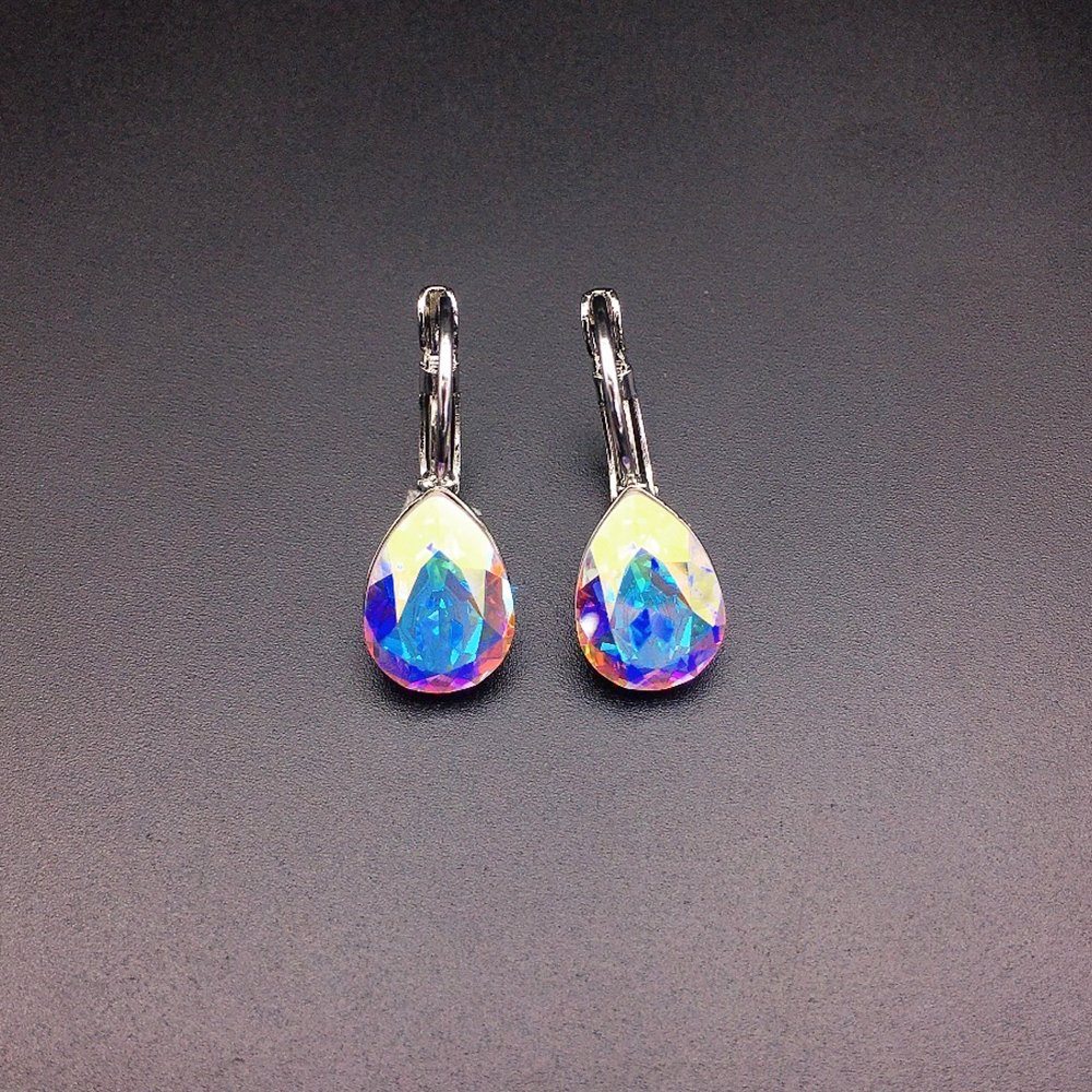 Elegant Smoky Gray Teardrop Leverback Earrings for Women