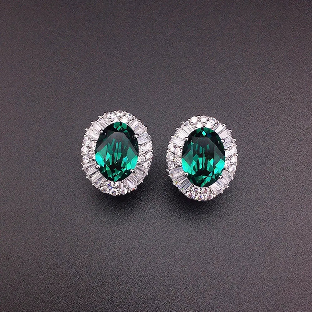 Boucles d'oreilles clous de luxe en cristal ovale bleu violet pour femme