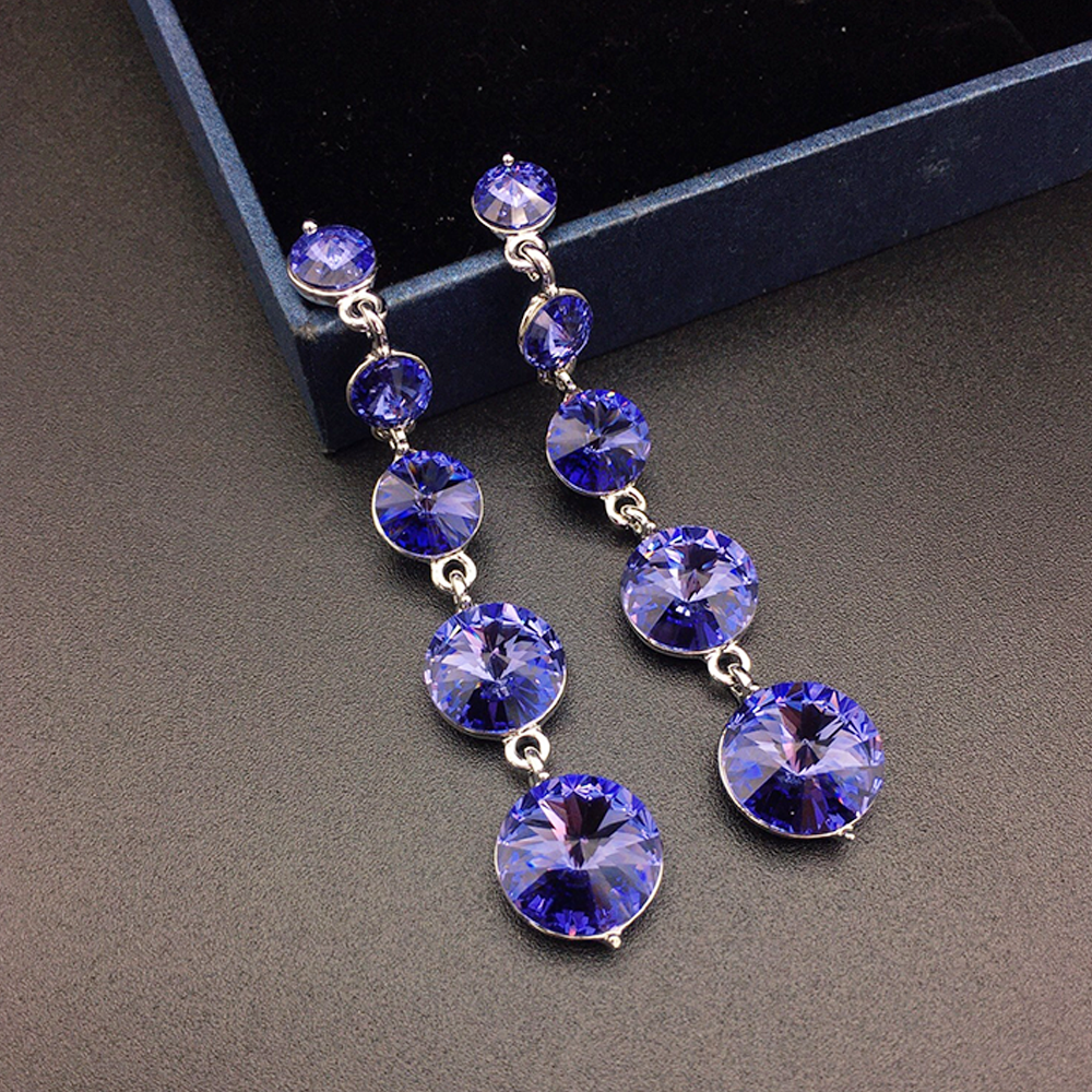 Elegant Emerald Green Graduated Crystal Drop Earrings for Women