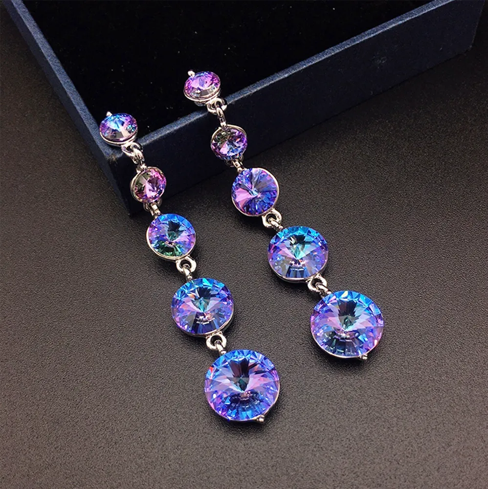 Élégantes boucles d'oreilles pendantes en cristal vert émeraude dégradé pour femmes