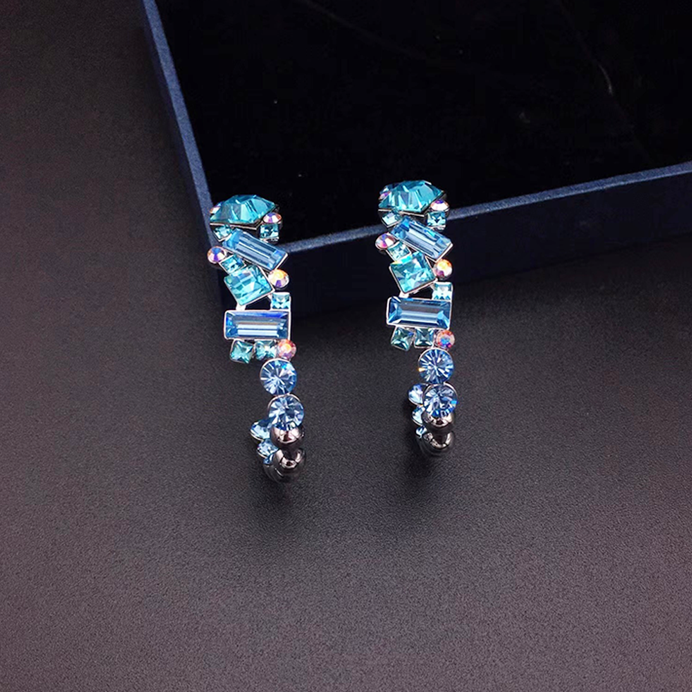Chic Multicolor Geometric Crystal Hoop Earrings for Women