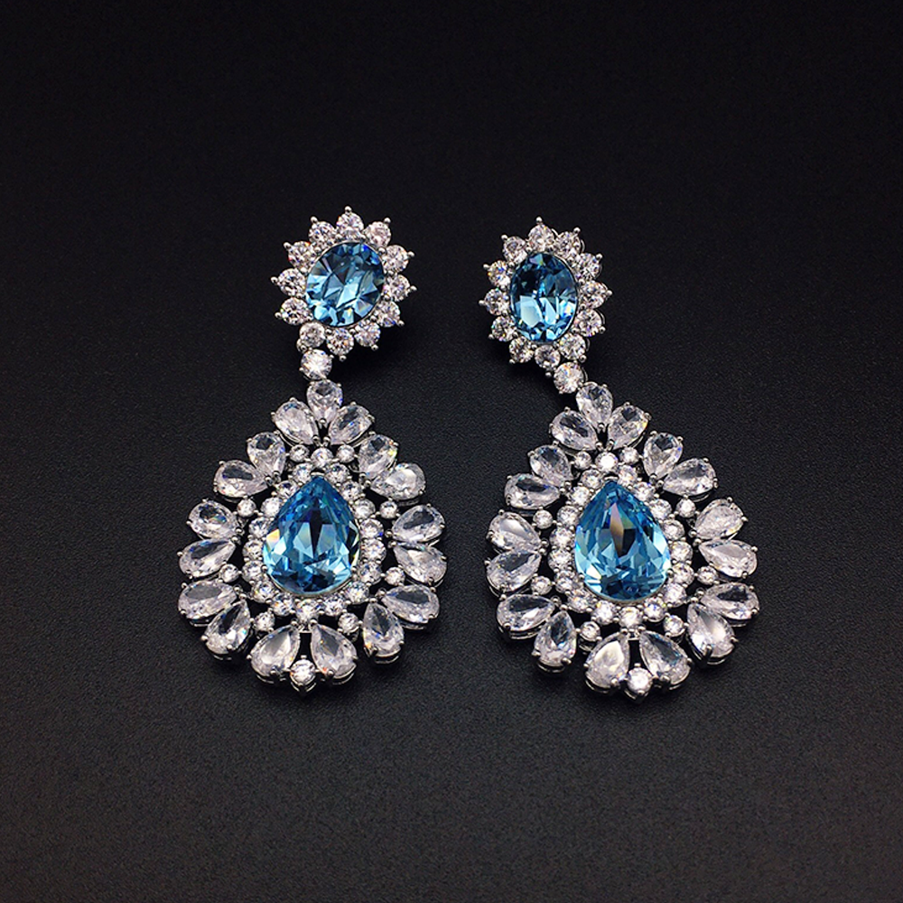 Luxury Ruby Pink Crystal Chandelier Earrings