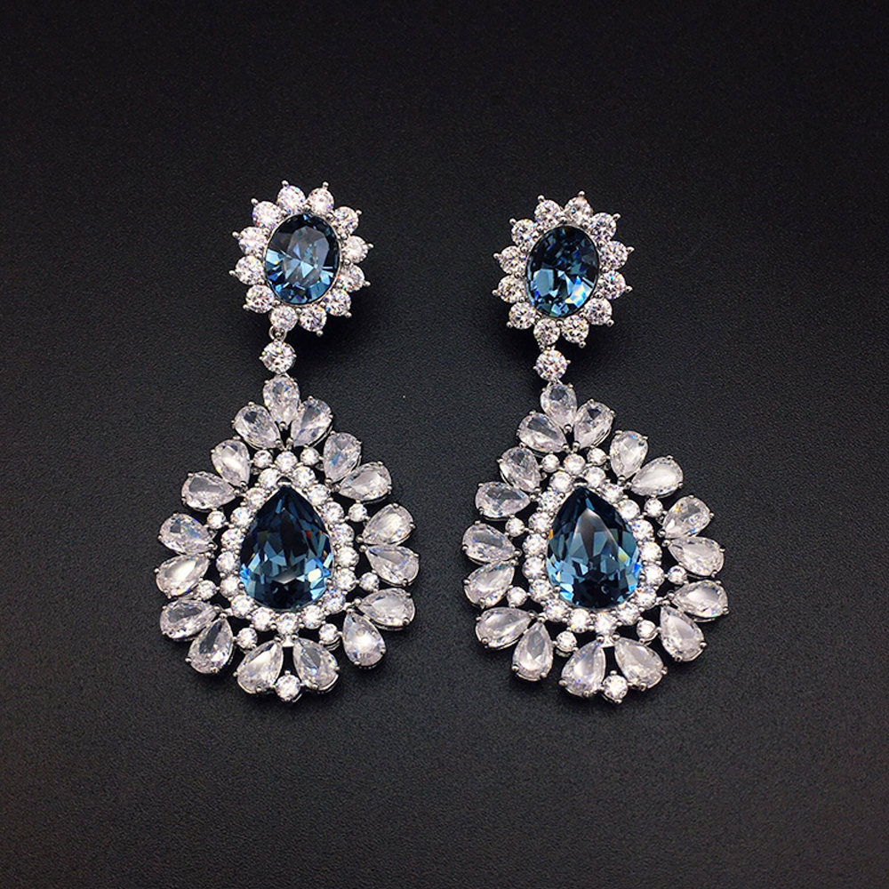 Luxury Ruby Pink Crystal Chandelier Earrings