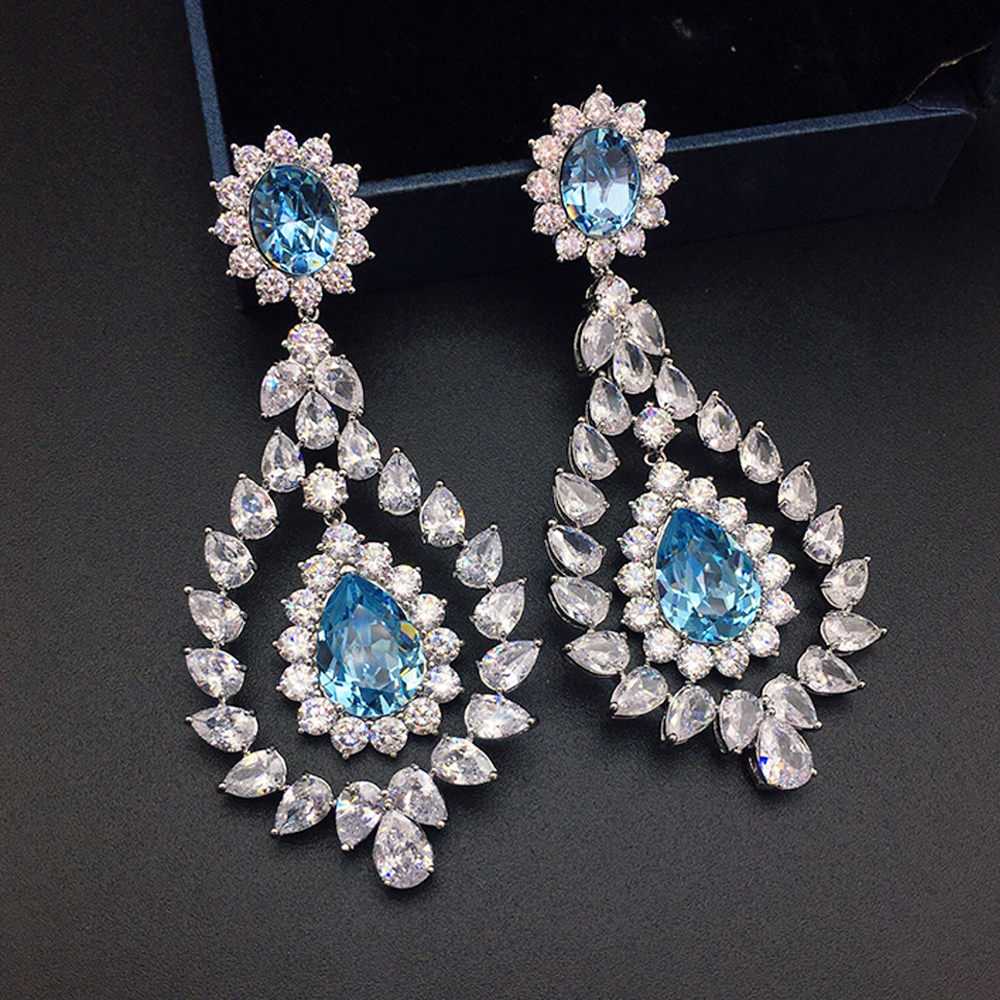 Luxury Ruby Pink Crystal Chandelier Earrings