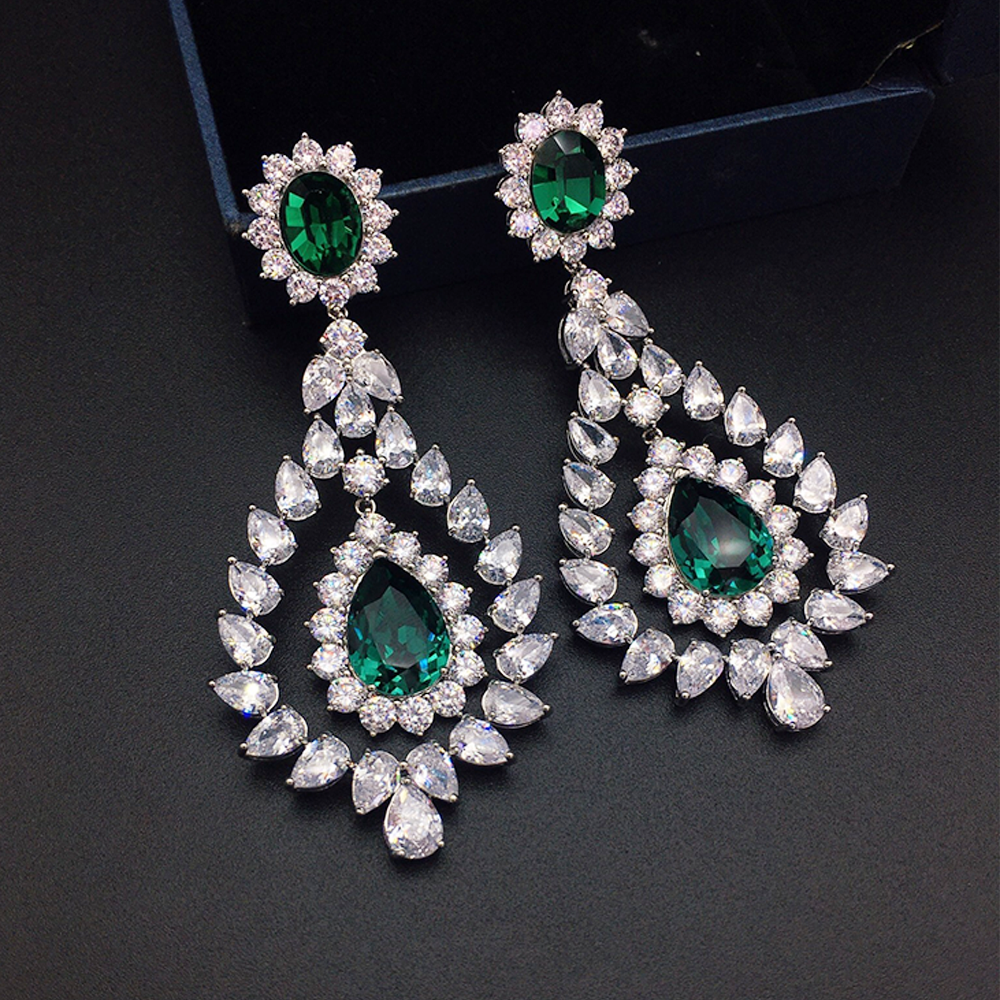 Luxury Ruby Pink Crystal Chandelier Earrings