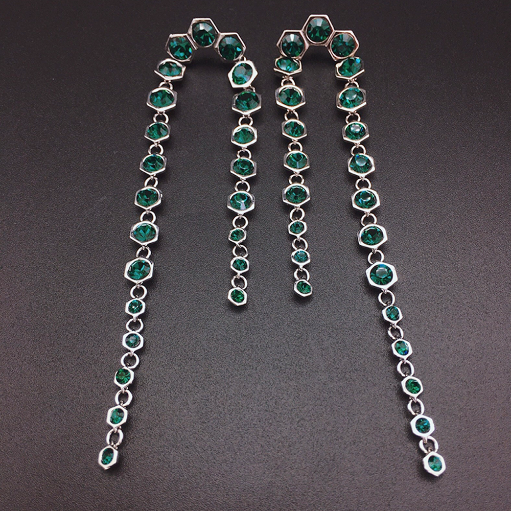 Luxury Blue Crystal Long Dangle Earrings for Women