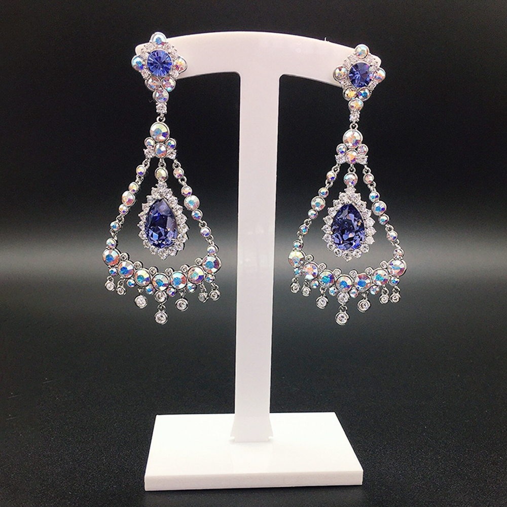 Luxury Sapphire Blue Chandelier Earrings for Evening Wear