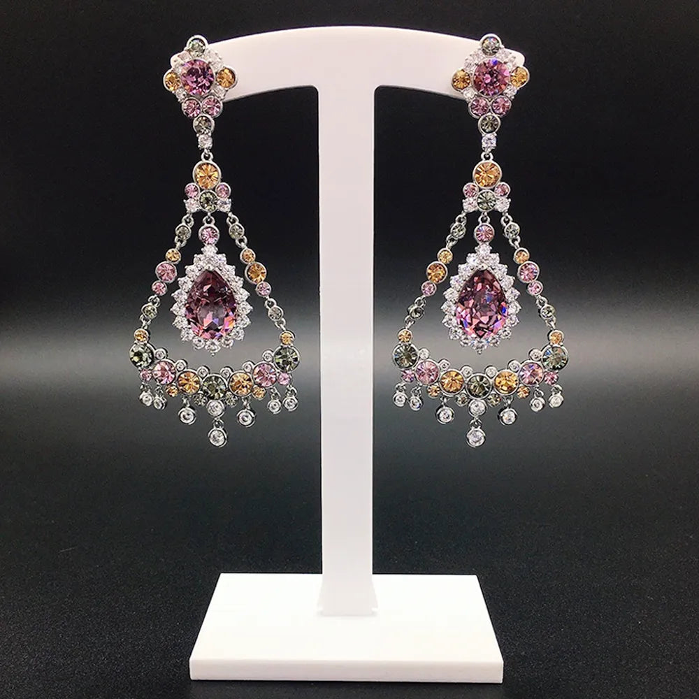 Boucles d'oreilles chandelier de luxe saphir bleu pour tenue de soirée