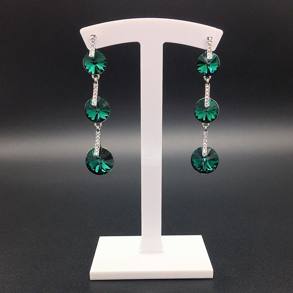 Elegant Emerald Green Linear Crystal Drop Earrings for Women