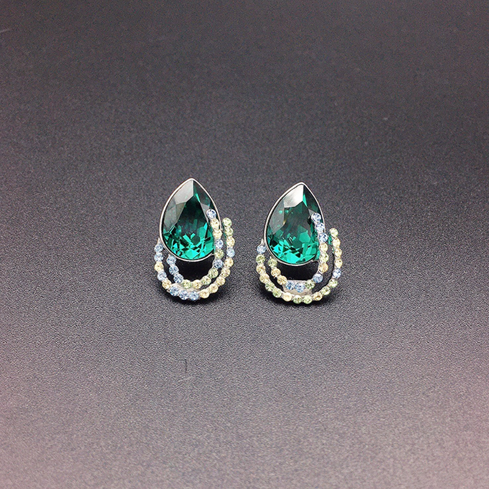 Elegant Blue Teardrop Crystal Stud Earrings for Women