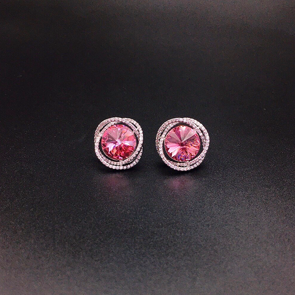 Elegant Sapphire Blue Round Crystal Stud Earrings for Women