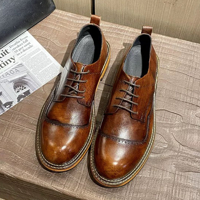 Brown vintage leather casual men's business flats