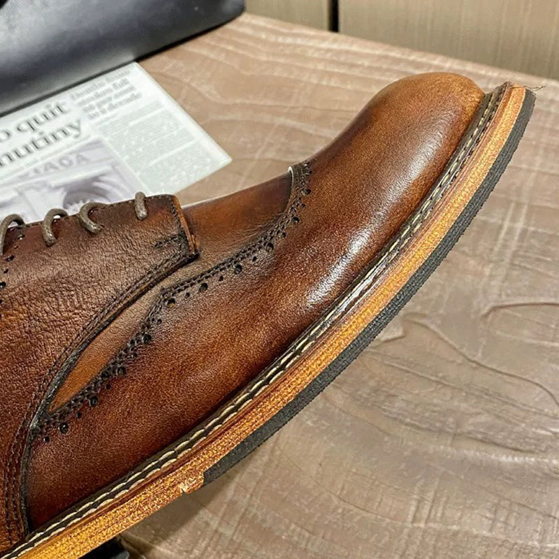 Brown vintage leather casual men's business flats