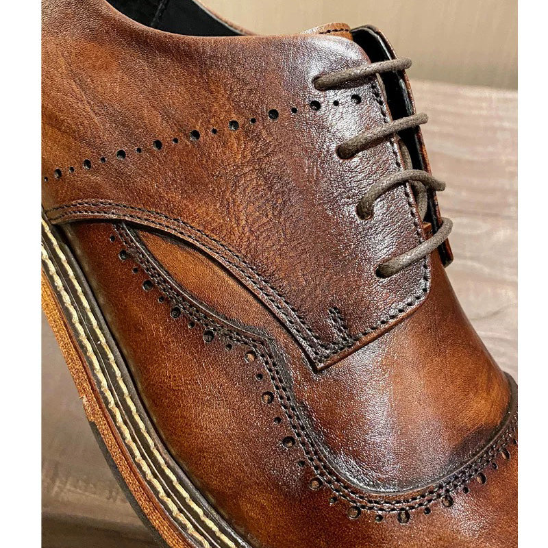 Brown vintage leather casual men's business flats