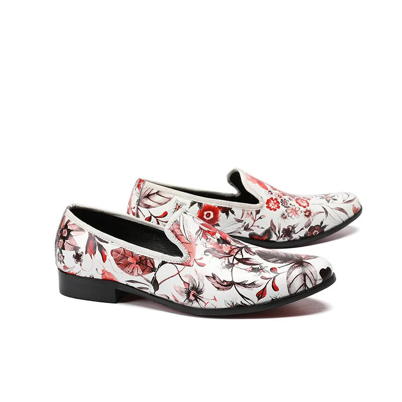 Printed Yuantong leather flowers men's dress shoes loafers