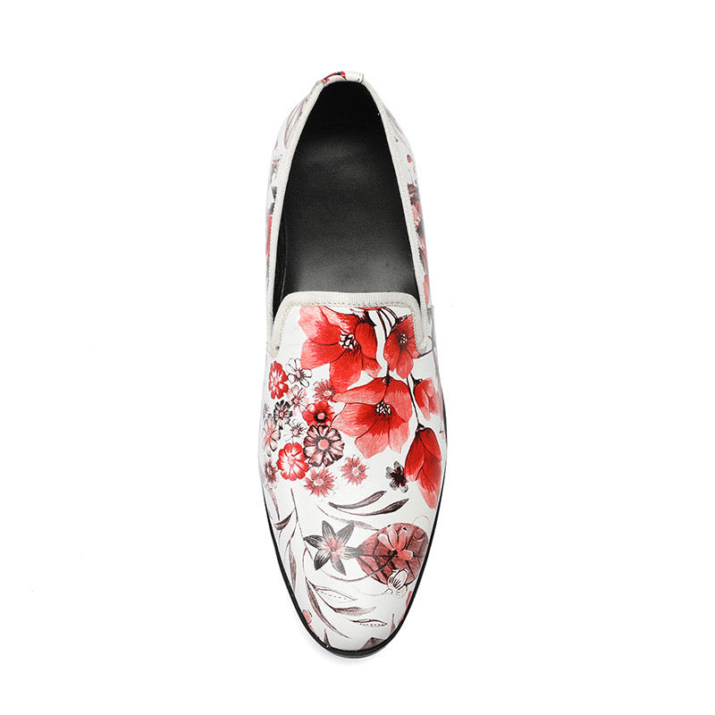 Printed Yuantong leather flowers men's dress shoes loafers