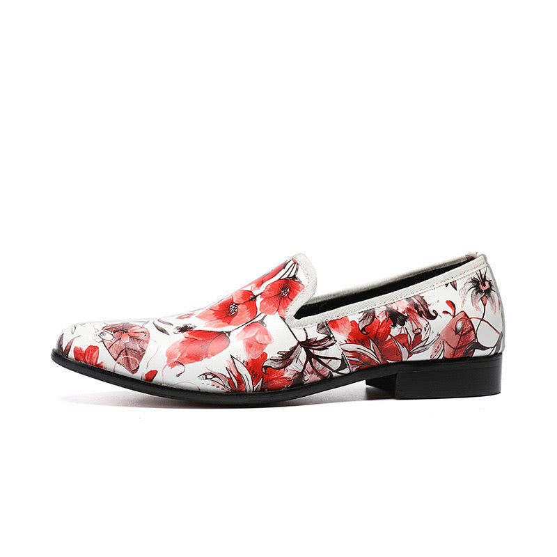 Printed Yuantong leather flowers men's dress shoes loafers