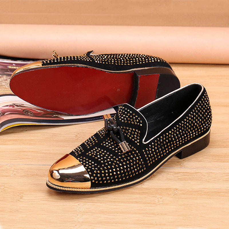 luxury designer elegant loafers dress shoes for men black Red bow flat shoes men's fashionable formal shoes party Wedding shoe