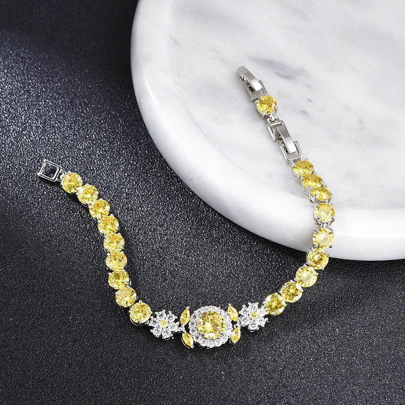 Light Luxury Amethyst Flower Zircon Bracelet