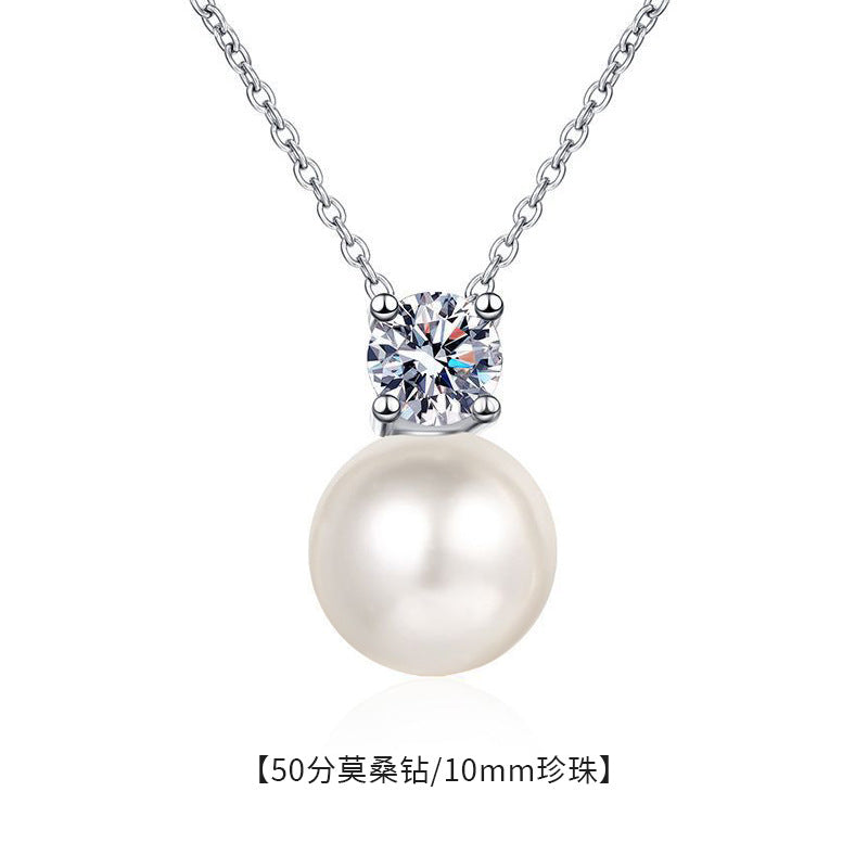 S925 Sterling Silver Pearl Mozzarella Diamond Necklace