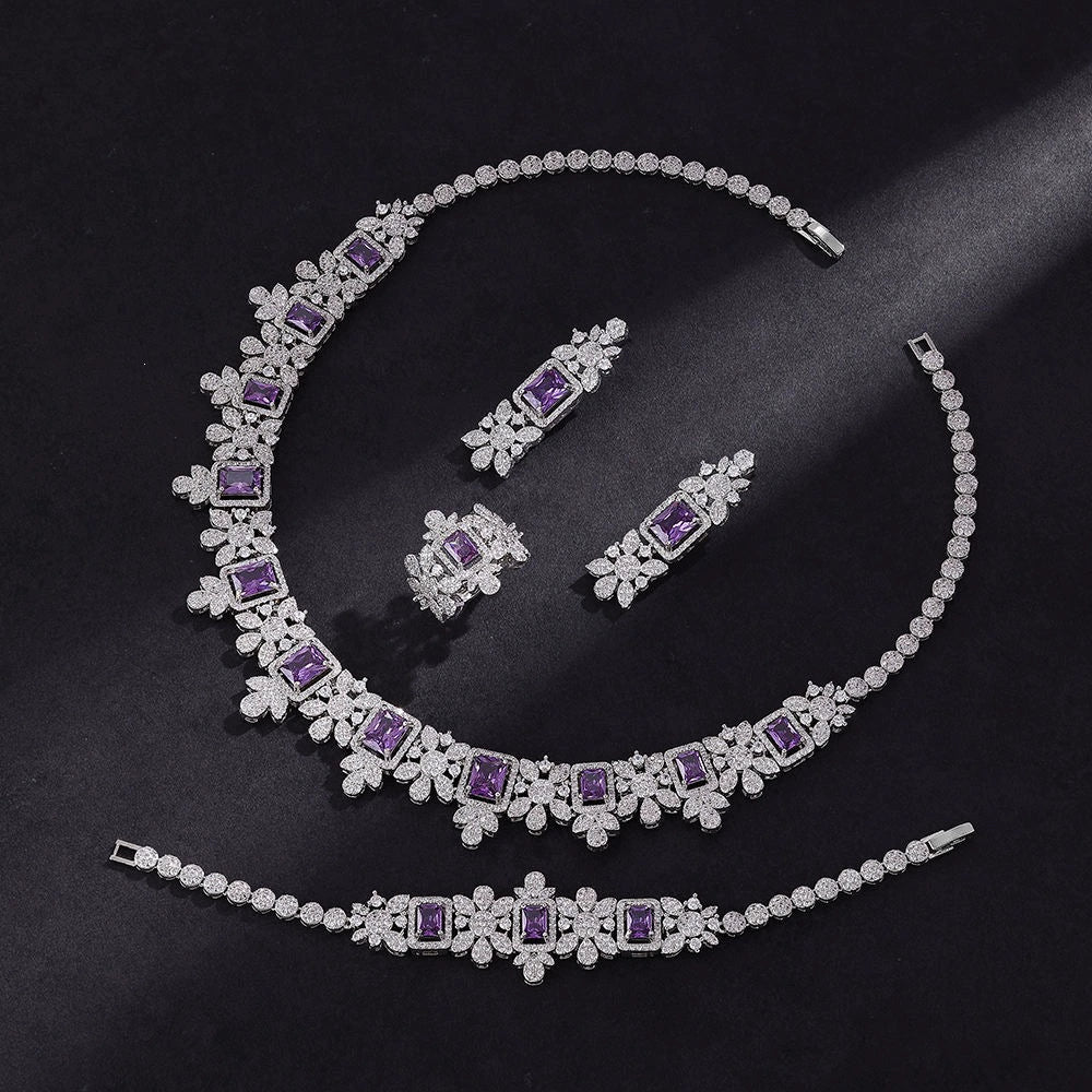 Luxury Amethyst Crystal Statement Jewelry Set for Evening Wear