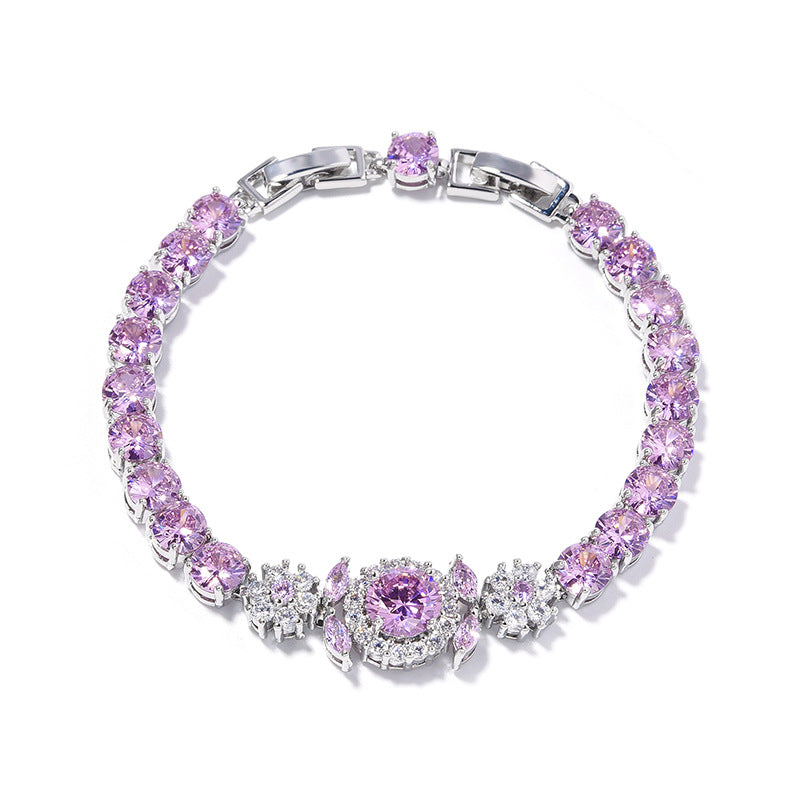 Light Luxury Amethyst Flower Zircon Bracelet