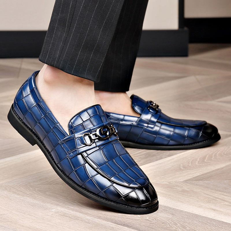 Business British style horse buckle stone pattern casual loafers