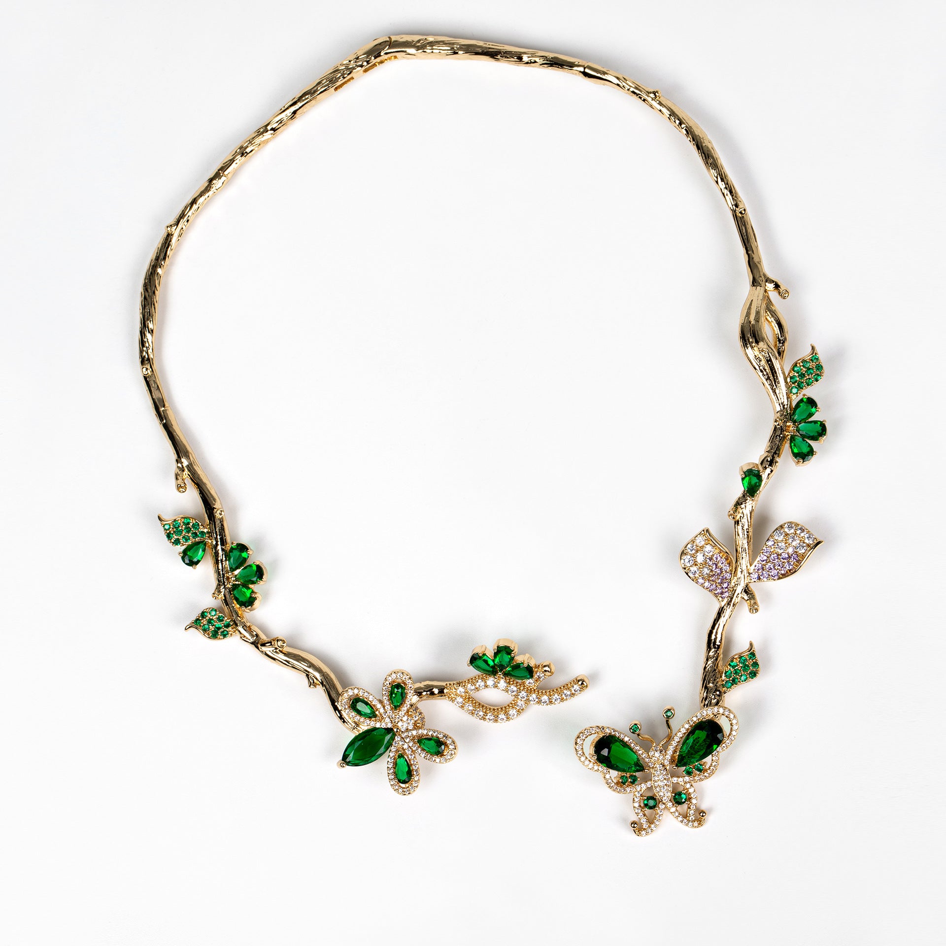 Light luxury three-dimensional butterfly zircon necklace earrings set
