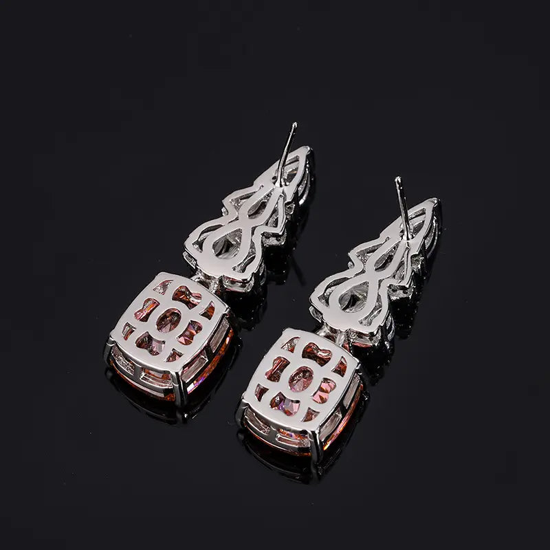 Boucles d'oreilles clous roses élégantes en cuivre plaqué or à fond plat