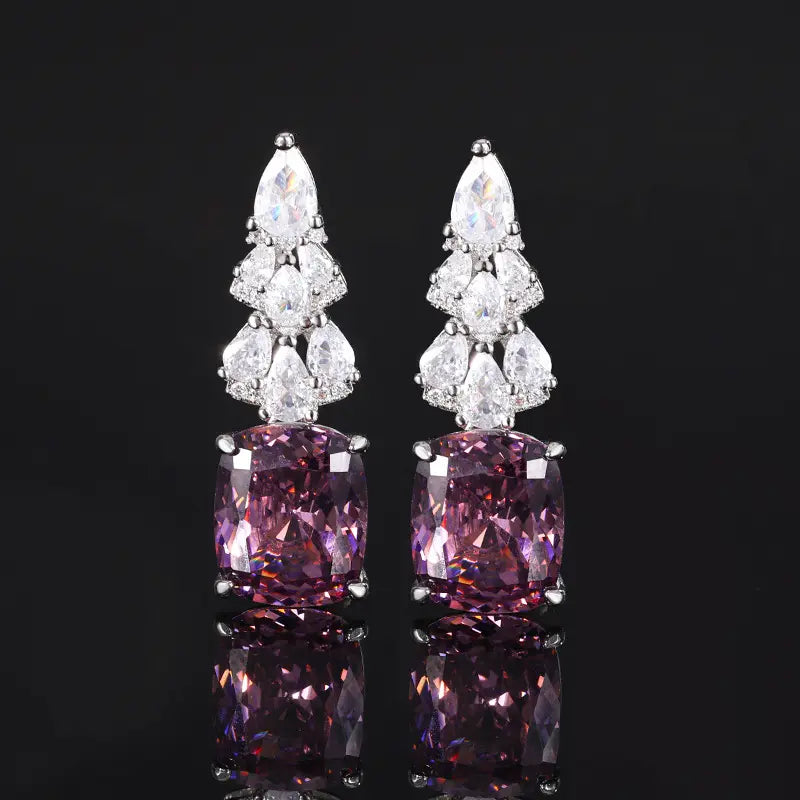 Boucles d'oreilles clous roses élégantes en cuivre plaqué or à fond plat