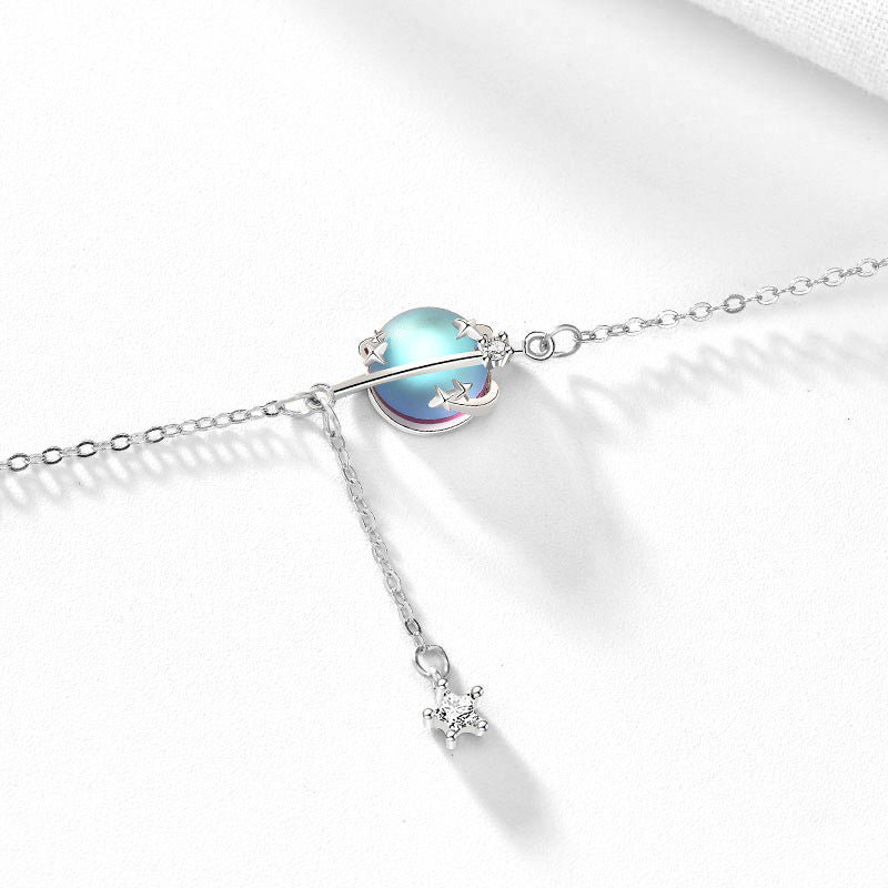 S925 Sterling Silver Planet Moonstone Bracelet