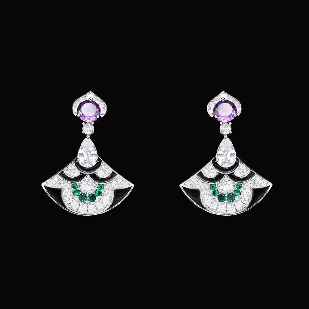 Luxury Green Crystal Necklace Set Gold Plated Copper Alloy Statement Jewelry for Women