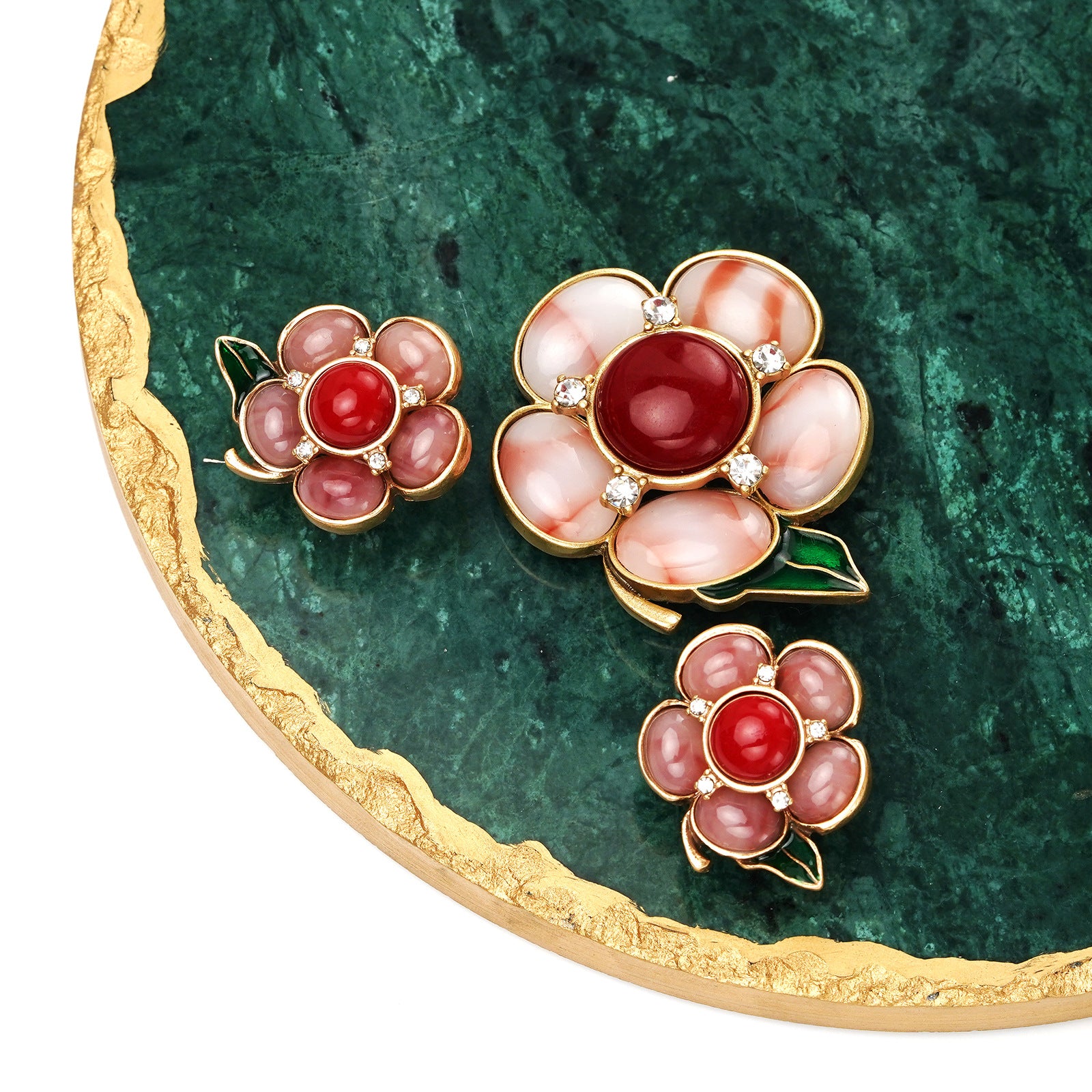 Fashion Versatile Temperament Brooch Earrings Retro Jewelry Set Retro Jewelry