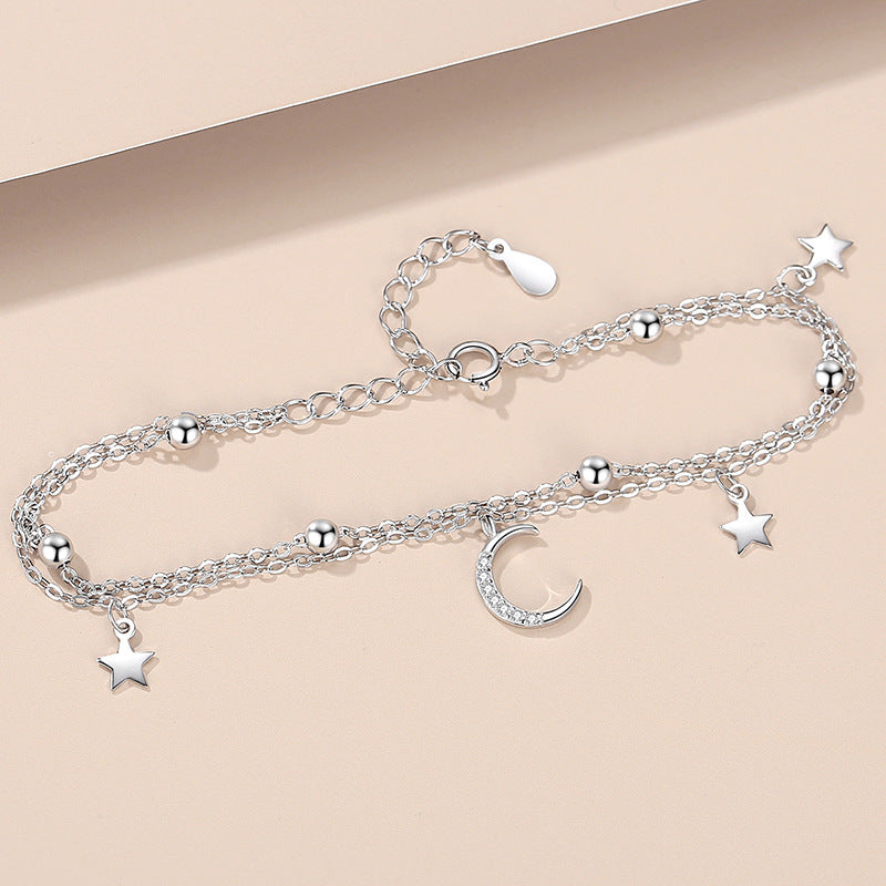 S925 Sterling Silver Fashion Moon Bracelet